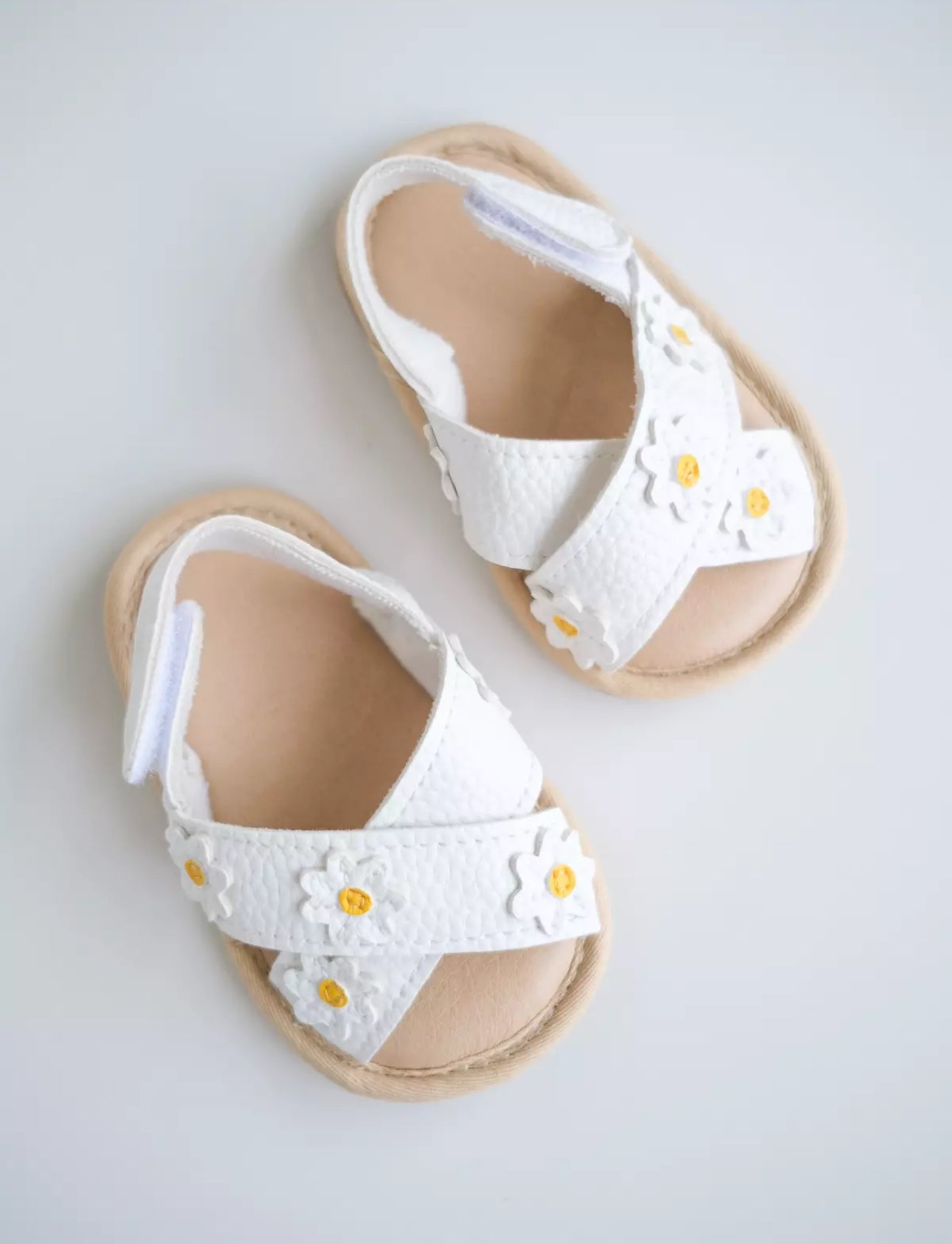 Baby Daisy Sandals – White Floral Summer Sandals