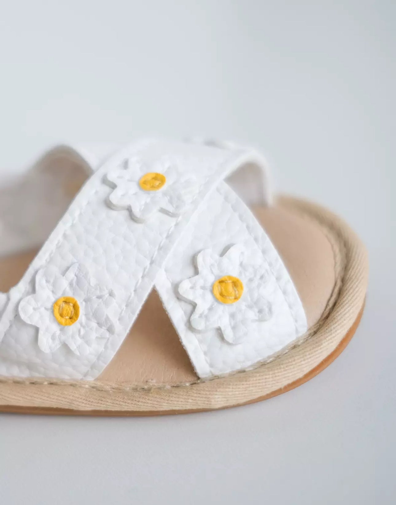 Baby Daisy Sandals – White Floral Summer Sandals
