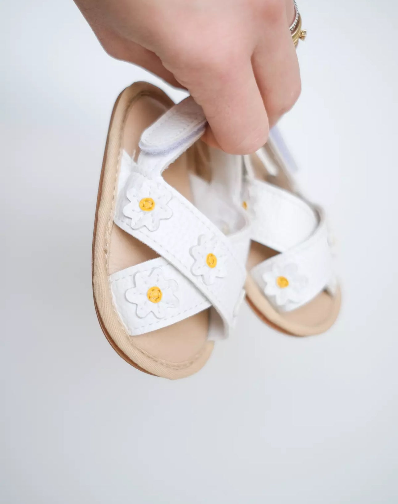 Baby Daisy Sandals – White Floral Summer Sandals