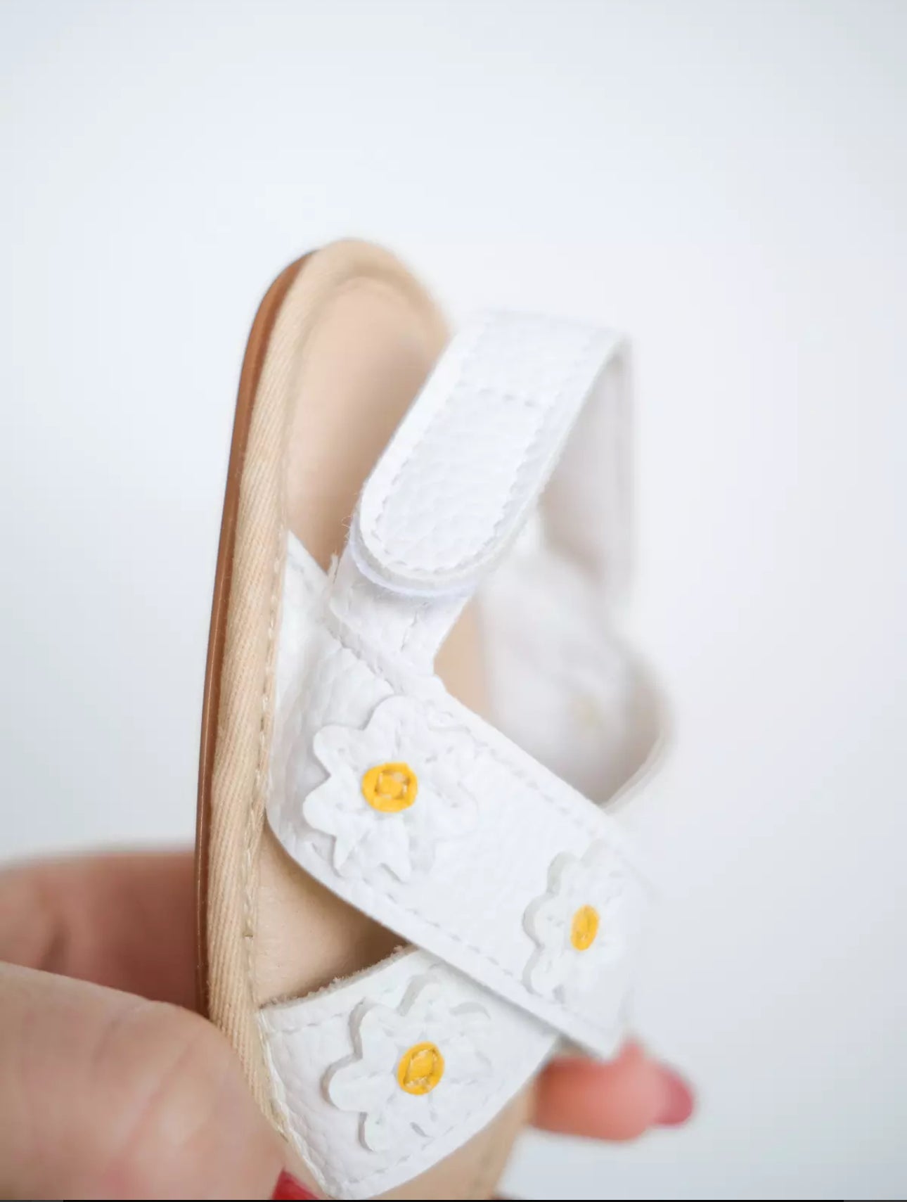 Baby Daisy Sandals – White Floral Summer Sandals