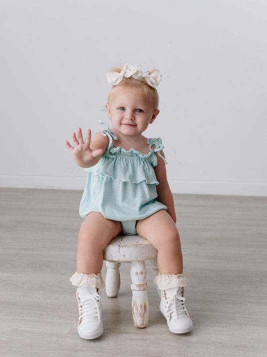 •	Baby wearing mint blue organic cotton romper – Beauwa Baby
	•	Celeste organic cotton romper mint blue front view
	•	Soft breathable romper for babies in mint blue
	•	Beauwa Baby organic cotton romper detail photo